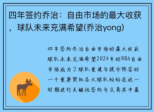 四年签约乔治：自由市场的最大收获，球队未来充满希望(乔治yong)