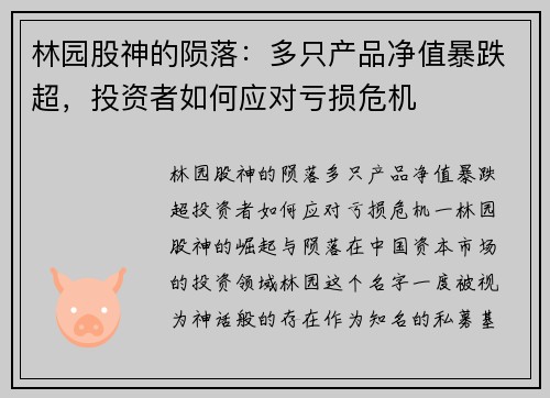 林园股神的陨落：多只产品净值暴跌超，投资者如何应对亏损危机