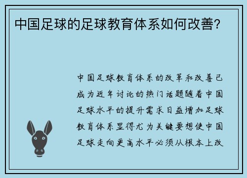 中国足球的足球教育体系如何改善？